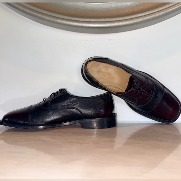 Barcelino Handmade Italian Leather Cap Toe Shoes Burgundy/Black |10M |Vero Cuoio main image 10